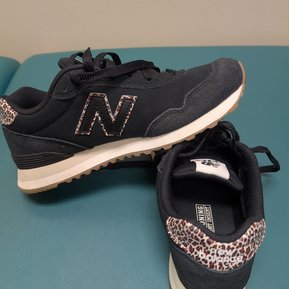 New Balance Black Sneakers with Leopard Accents